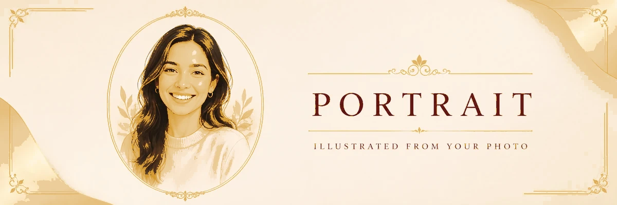 Illustrated portrait artwork preview
