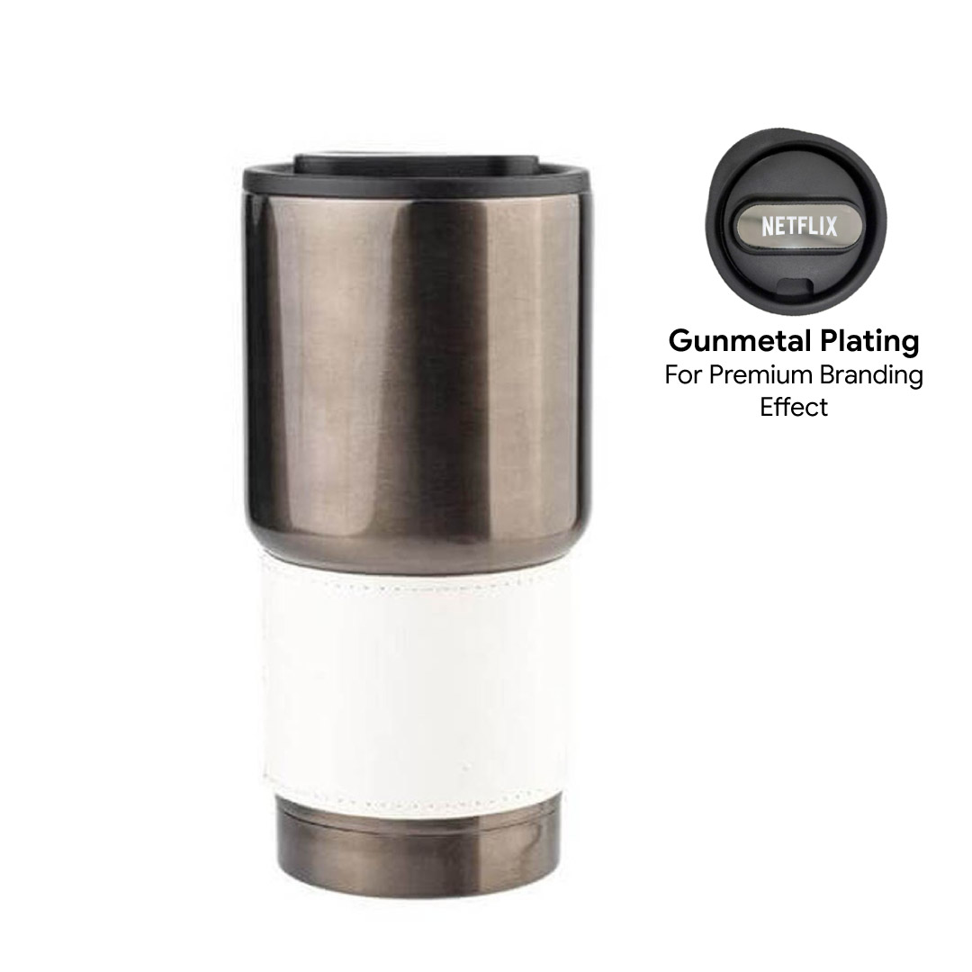 Personalized 530ml Insulated Stainless Steel Tumbler with PU Grip Sleeve
