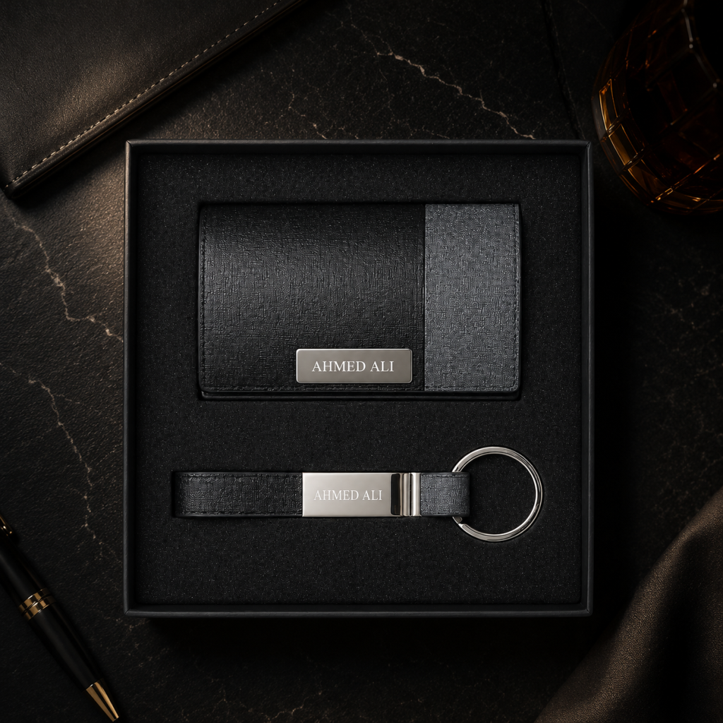 Premium Personalized Card Holder Gift Set