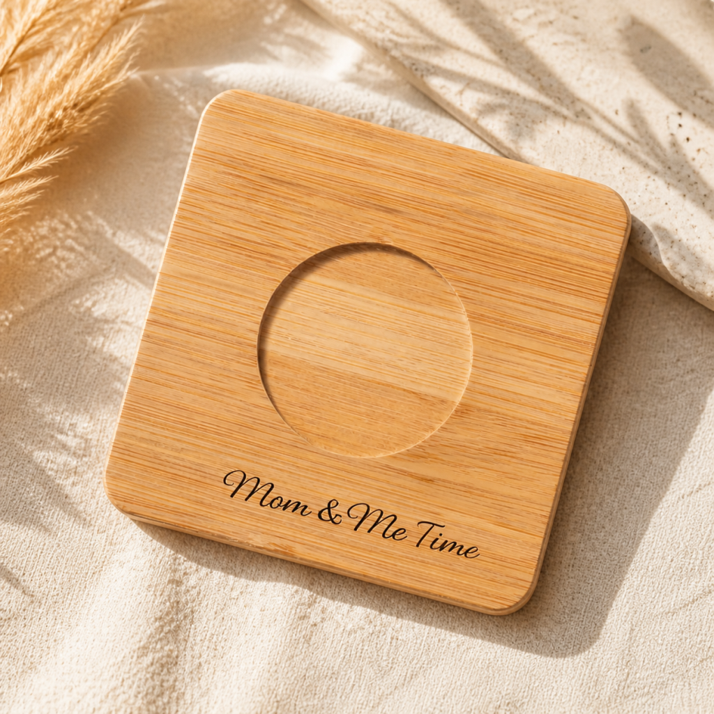 Personalized Espresso Cup Set with Bamboo Coasters