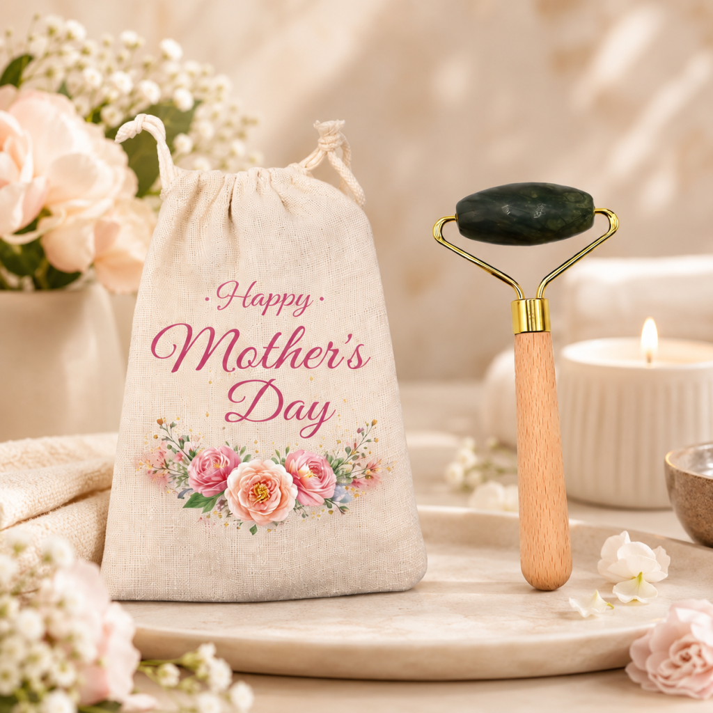Personalized Jade Face Roller with Wooden Handle