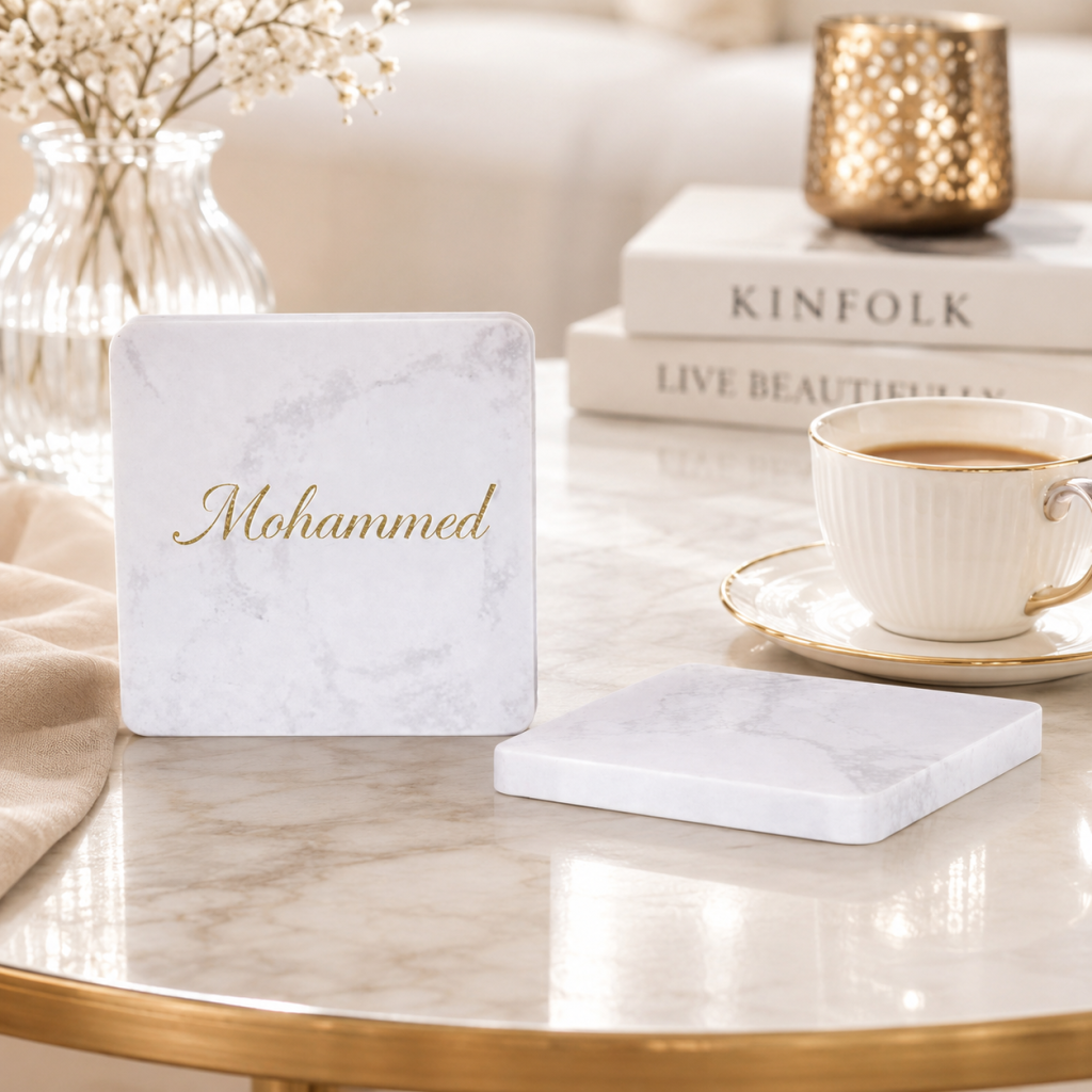 Personalized Set of 2 Marble Coasters