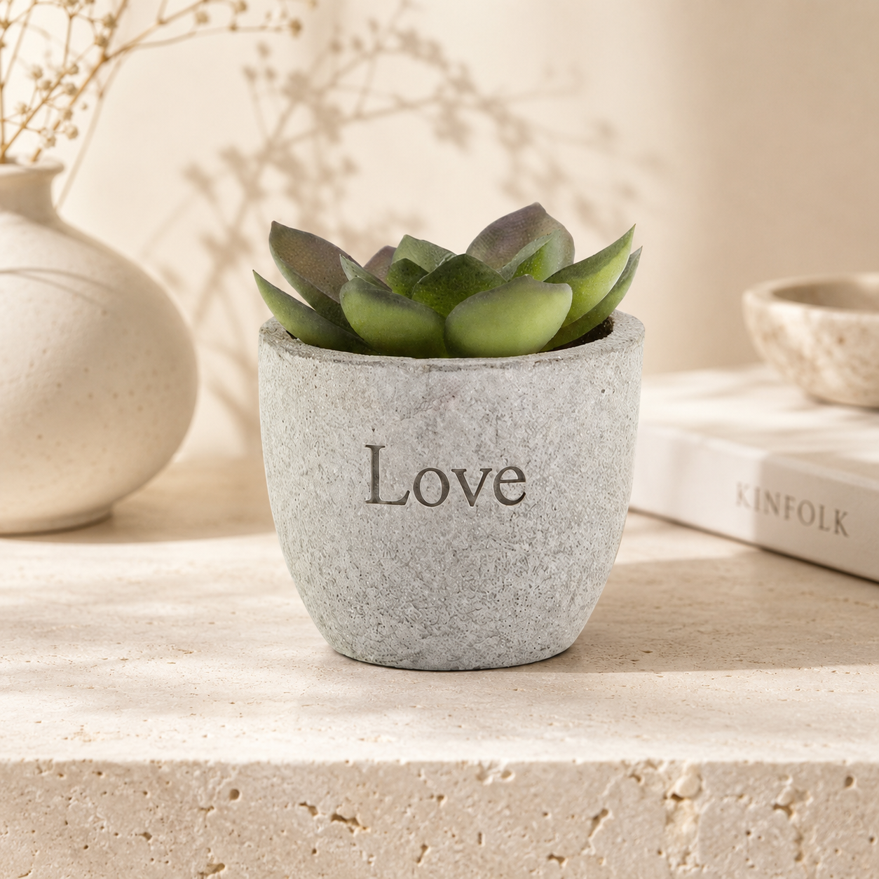 Personalized Artificial Succulent Plant in Pulp Pot