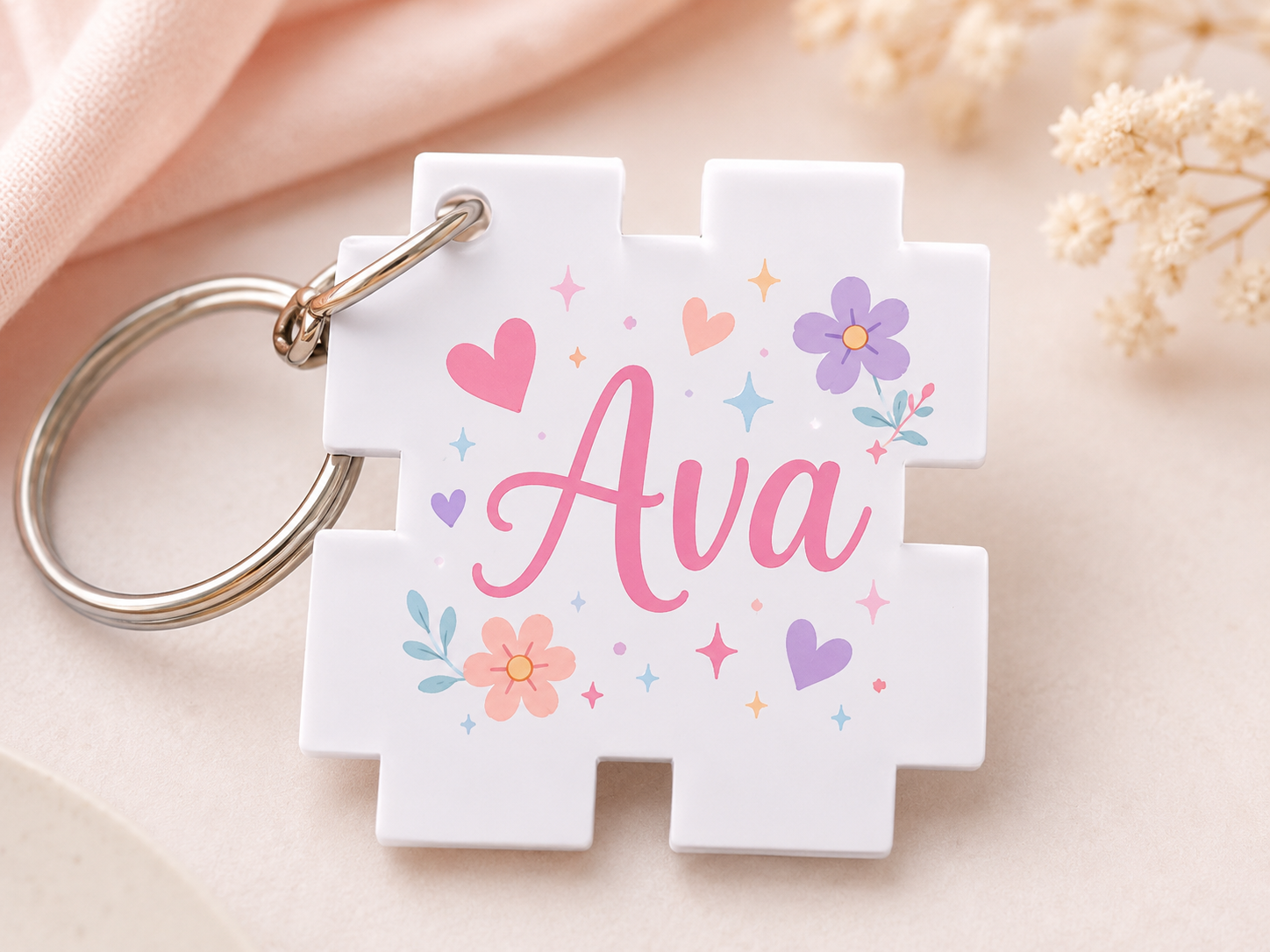 Personalized Hashtag Name Keychain