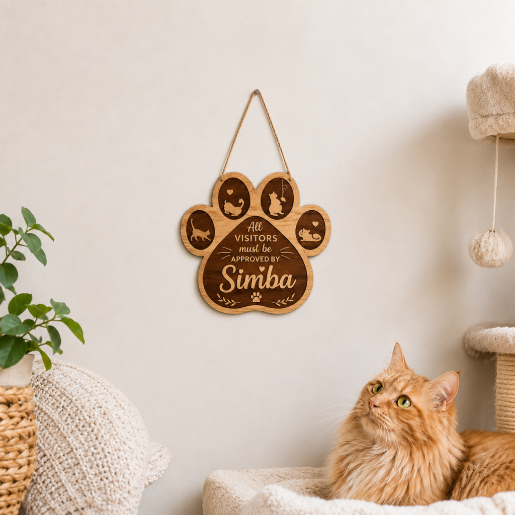 Personalized Pet Paw Wooden Wall Hanging Sign