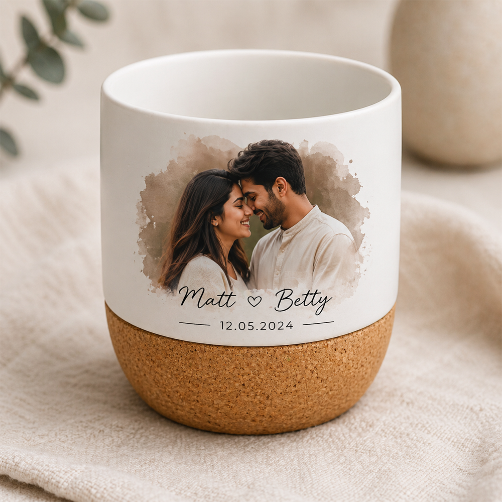 Personalized Matte Ceramic Espresso Cup with Cork Base