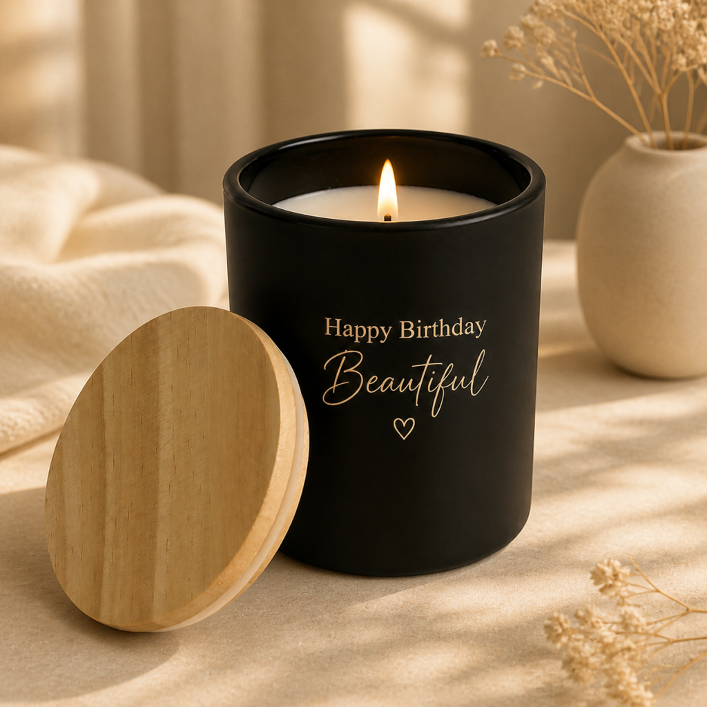 Personalized Scented Candle with Wooden Lid