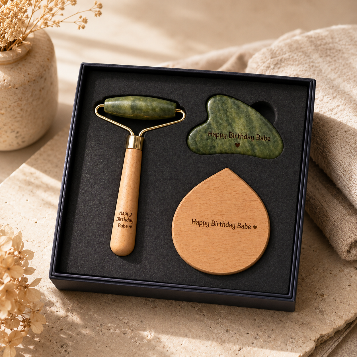Personalized Jade Roller & Gua Sha Self-Care Gift Set