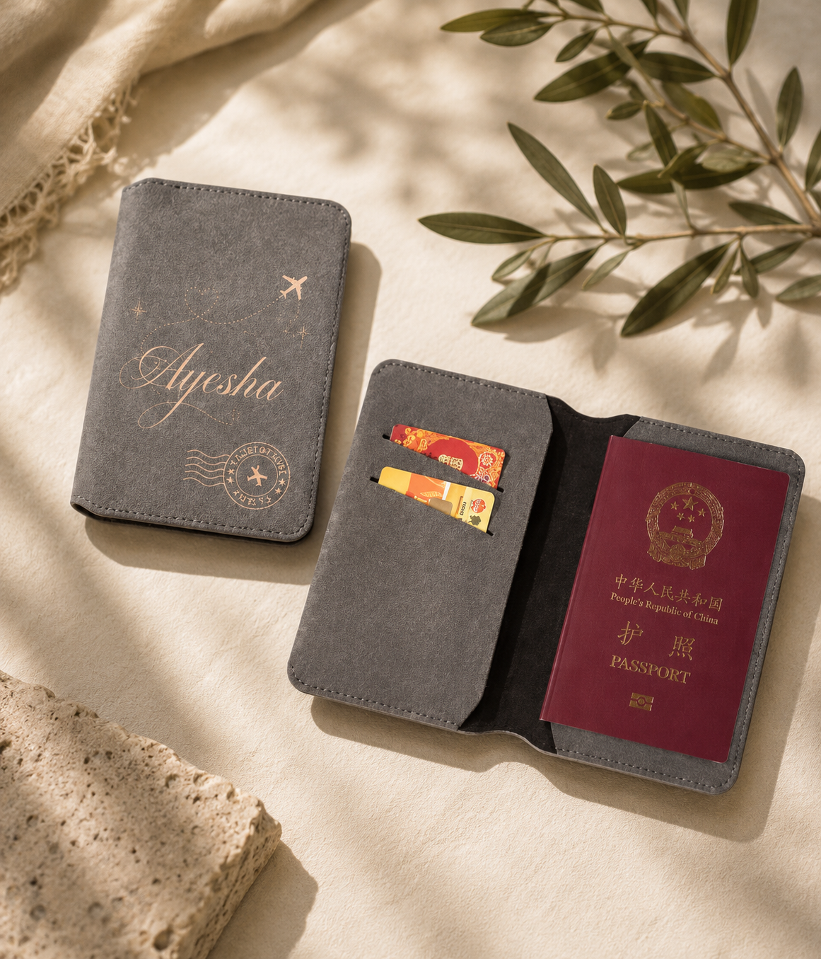 Personalized Recycled Leather Passport Holder
