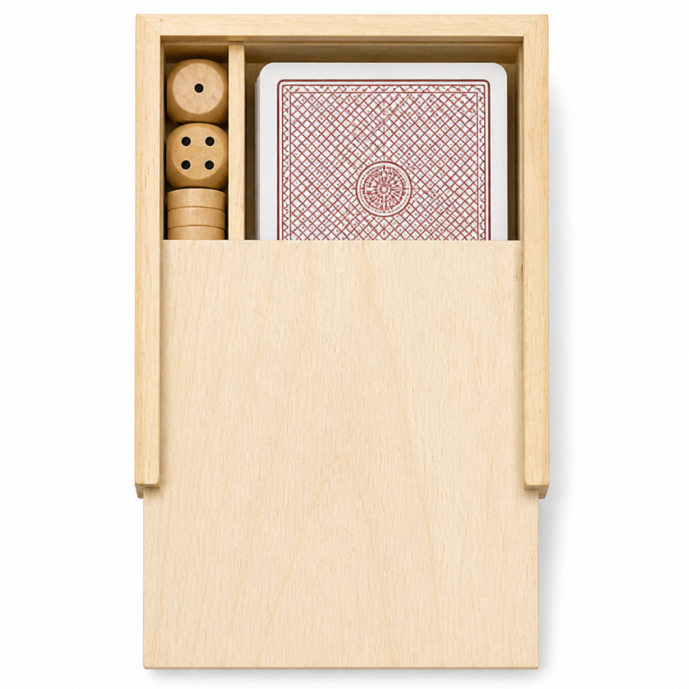 Personalised 2-in-1 Wooden Games Box with Cards