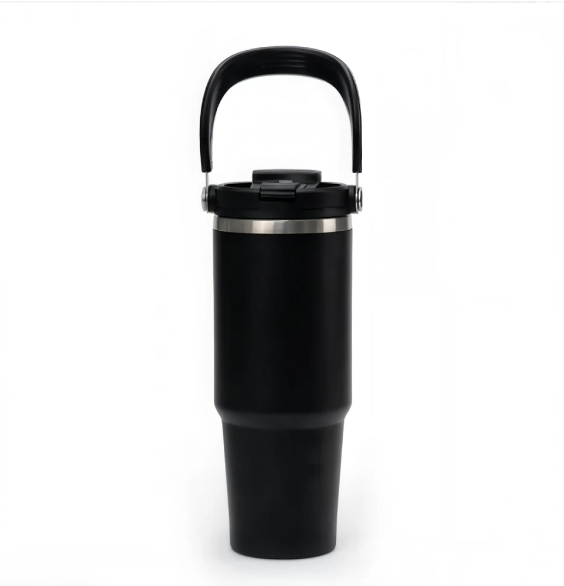 Personalized 900ml Stainless Steel Tumbler with Handle & Straw – Black