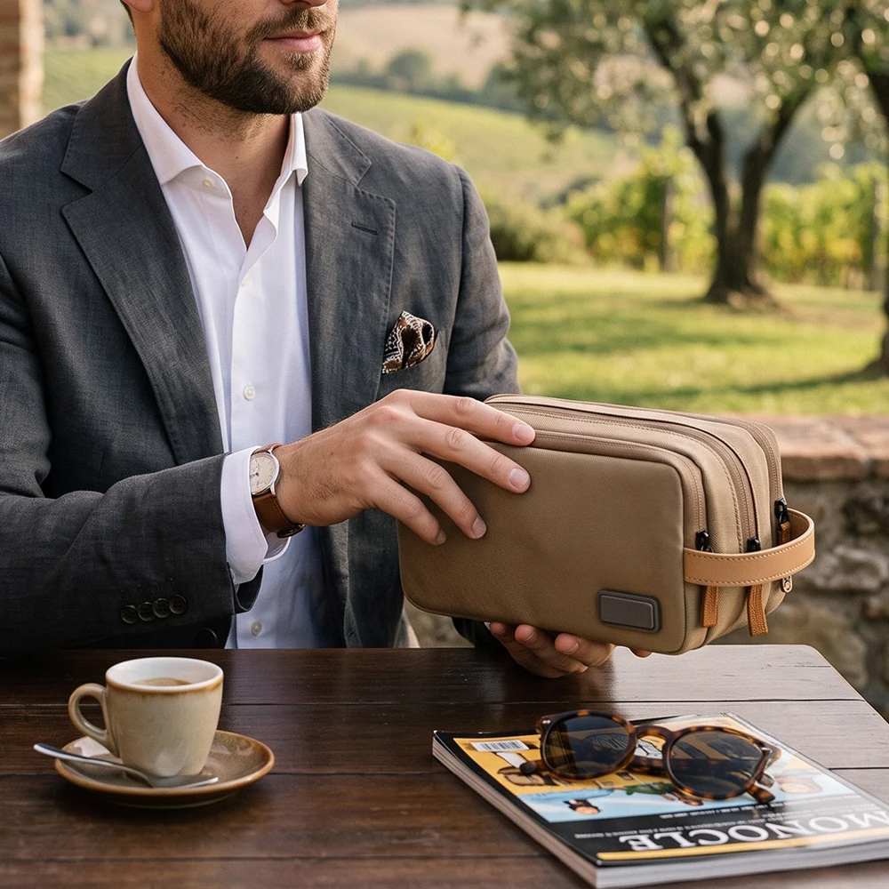 Personalized RPET Tech Organizer Pouch - Beige - Image 6