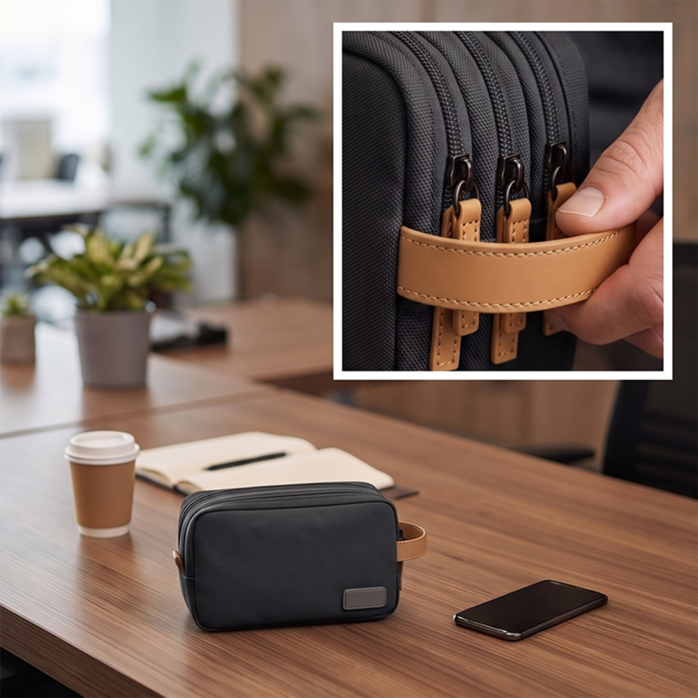 Personalized RPET Tech Organizer Pouch - Black - Image 3