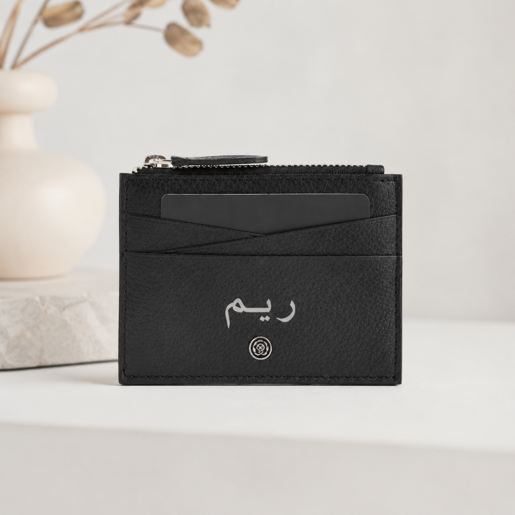 Personalized CROSS Pebble Leather Ladies Card Holder - Black