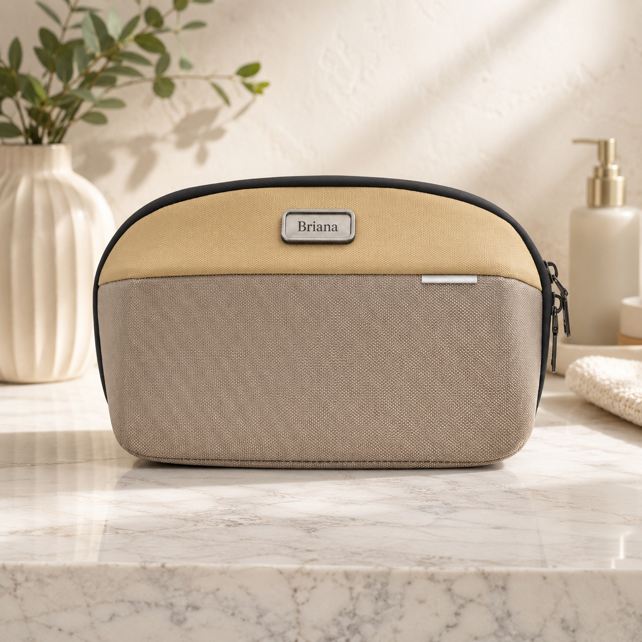 Personalized O Case Travel Organizer Bag - Beige