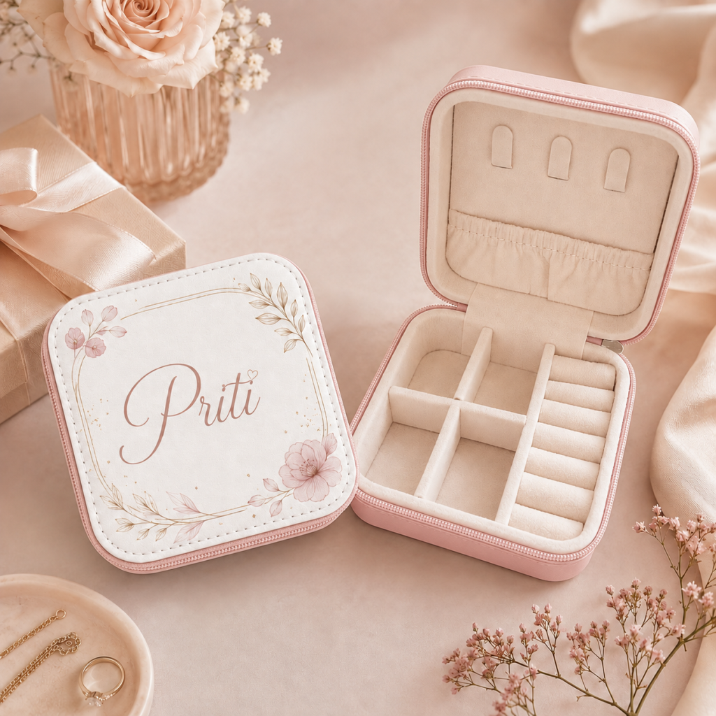 Personalized Travel Jewelry Box - Pink