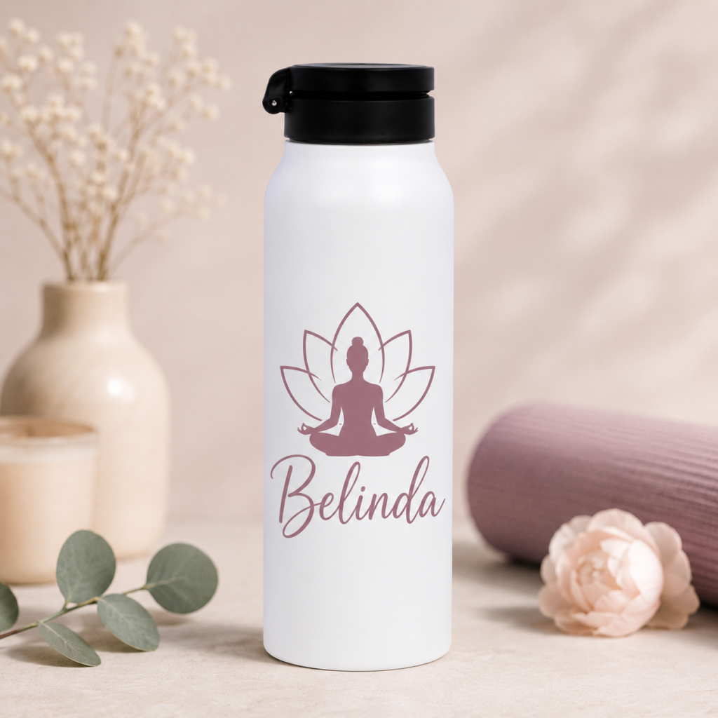 Personalized 760ml Magnetic Phone Holder Insulated Water Bottle - White
