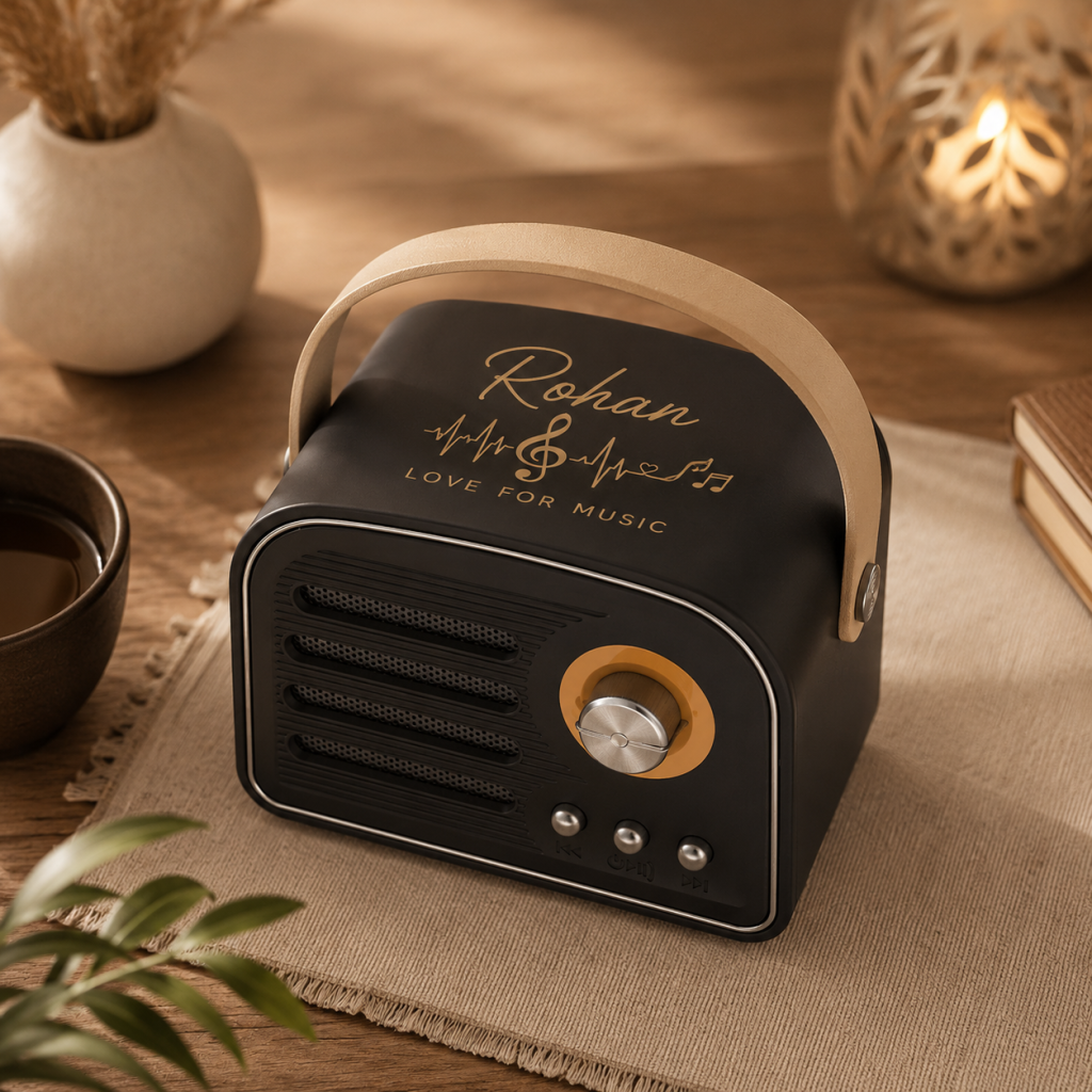 Personalized Antique Style Bluetooth Speaker - Black