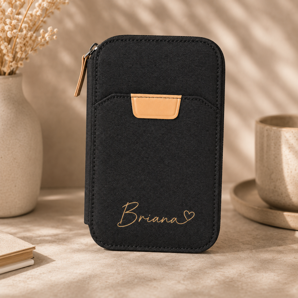 Personalized RPET Travel Wallet-Black
